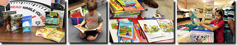 Images of books and children reading.